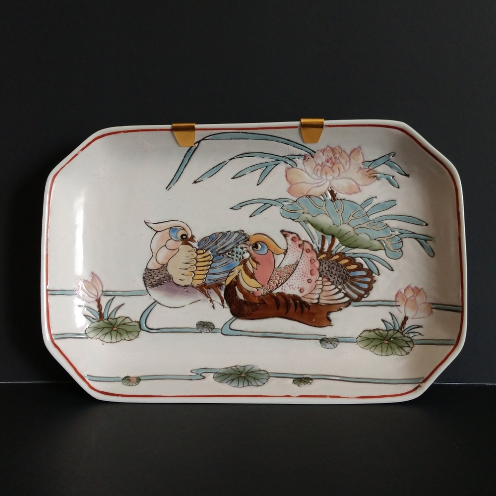 !! SOLD !! Qianlong Mark Chinese Dish Tray Mandarin Ducks